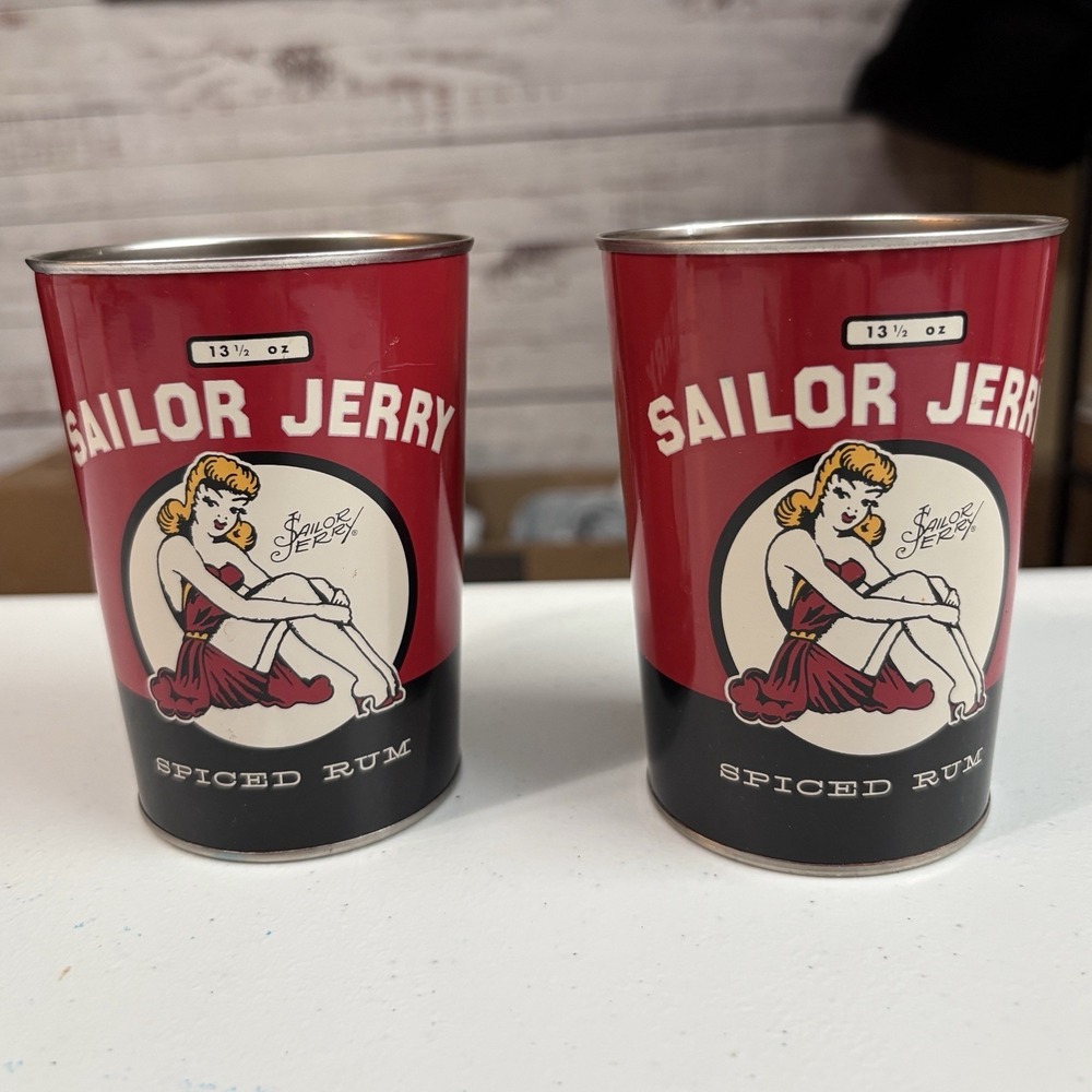2017 Sailor Jerry Spiced Rum 13.5 oz Metal Tin Cups Set of 2